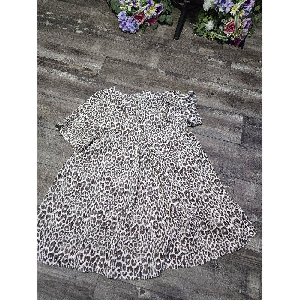Maeve Short-Sleeve Crew-Neck Swing Mini Dress Cheetah Women's Size Medium - Picture 8 of 8